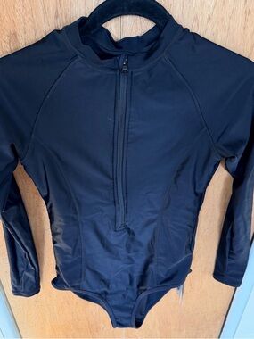 Baleaf Black Long-Sleeve One-Piece Swimsuit SPF 50